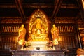 Buddhist Temple. Golden statue of Buddha.