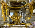 Buddhist temple on Las Vegas Boulevard with solid gold Buddha statue for meditation at Caesars Palace hotel, casino and resort. Royalty Free Stock Photo