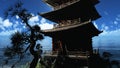 Buddhist temple in mountains Royalty Free Stock Photo