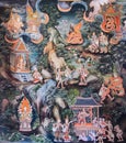 Buddhist temple mural painting art in Thailand