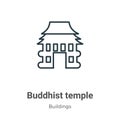 Buddhist temple outline vector icon. Thin line black buddhist temple icon, flat vector simple element illustration from editable Royalty Free Stock Photo