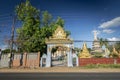 buddhist temple pagoda exterior in Chhlong near Kratie in cambodia