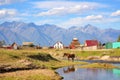 Buddhist temple in the Russian village. The Republic of Buryatia. Russia