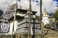 Buddhist Monastery Stupa Prayer Flags Nepal Village Himalaya Mountains Royalty Free Stock Photo