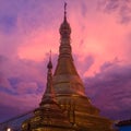 Buddhist temple at sunset