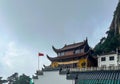 Buddhist temples at Sutra Worship Platform on Tiantai Peak of Mount Jiuhua (Jiuhuashan) Royalty Free Stock Photo