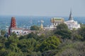 Buddhist temples on the top of King Hill. Phetchaburi Royalty Free Stock Photo