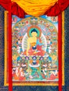 Buddhist thangka, Tibetan Buddhist painting on cotton, or silk a