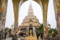 Buddhist tourists sightseeing beautiful Buddhist church