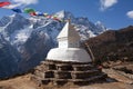 Buddhist stupa above Namche Bazaar, Nepal Himalaya Royalty Free Stock Photo