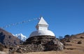 Buddhist white stupa on the way to Everest base camp, Nepal Royalty Free Stock Photo