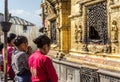 Women praying at SWAYAMBHUNATH STUPA , the Monkey Temple, in Kathmandu, Nepal