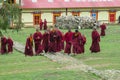 Buddhist young monks in Nepal temple monastery