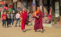 Buddhist young monks in Nepal temple monastery