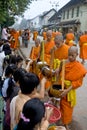 Buddhistic monks in Luang Prabang, Laos Royalty Free Stock Photo