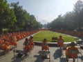 Buddhists hold rituals