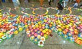 Buddhists are preparing to decorate candles on courtyard