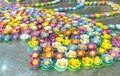 Buddhists are preparing to decorate candles on courtyard