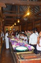 Buddhists Vote flowers in Sri Dalada Maligawa Buddhist temple , Kandy, Sri Lanka. Royalty Free Stock Photo