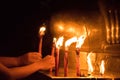 Buddhists worship the Buddha with candle and light