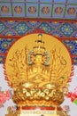 Buddism godness Guanyin statue in the hall in a temple