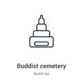 Buddist cemetery outline vector icon. Thin line black buddist cemetery icon, flat vector simple element illustration from editable Royalty Free Stock Photo