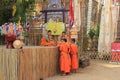 Buddhist monks at Wat Phan Tao temple, Chiang Mai, Thailand Royalty Free Stock Photo