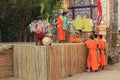 Buddist monks at Wat Phan Tao temple, Chiang Mai, Thailand Royalty Free Stock Photo