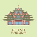 Buddist Pagoda white line drawn vector illustration