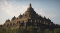 Buddist temple Borobudur near Jogjakarta city, Central Java, Indonesia, Generative AI