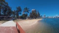 Budds beach gold coast Australia. Jetty & beachside town river.Surfers paradise skyline