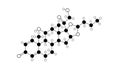 budesonide molecule, structural chemical formula, ball-and-stick model, isolated image adrenals