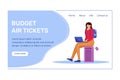 Budget air tickets landing page vector template