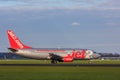 Budget airline Jet2 landing at Amsterdam Schiphol Airport