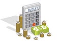 Budget and bookkeeping or accounting concept, calculator and mo Royalty Free Stock Photo