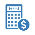 Budget Calculation icon / blue color