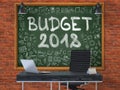 Budget 2018 on Chalkboard in the Office. 3d Royalty Free Stock Photo