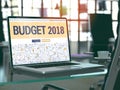 Budget 2018 Concept on Laptop Screen. 3d Royalty Free Stock Photo