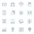 Budget Control linear icons set. Frugality , Spending , Saving , Finances , Budgeting, Expenses , My line vector and