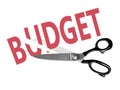 Budget cuts with scissors, isolated on white Royalty Free Stock Photo