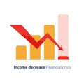 Budget deficit, income decrease, economy decline, financial crisis, investment risk Royalty Free Stock Photo