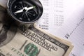 Budget, dollars and compass Royalty Free Stock Photo