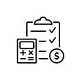 Budget icon. Financial planning black line icon. Money calculation. Royalty Free Stock Photo