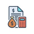 Color illustration icon for Budget, money and financial