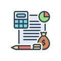 Color illustration icon for Budget, money and financial