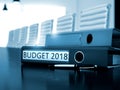 Budget 2018 on Office Folder. Blurred Image. 3d.