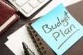 Budget Plan. Documents, keyboard and note. Royalty Free Stock Photo