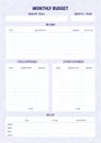Budget planner template vector blank