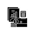 Budget planning black icon, vector sign on isolated background. Budget planning concept symbol, illustration Royalty Free Stock Photo