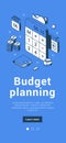 Budget planning with calculator wallet cash money coins schedule and chart diagram mobile banner